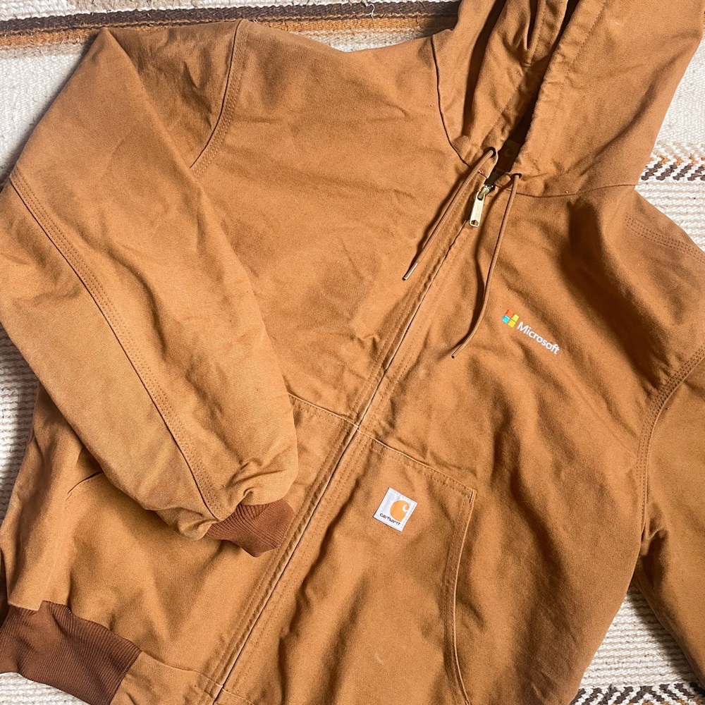 Carhartt Sandstone Duck Hooded Lined Jacket Men’s Large